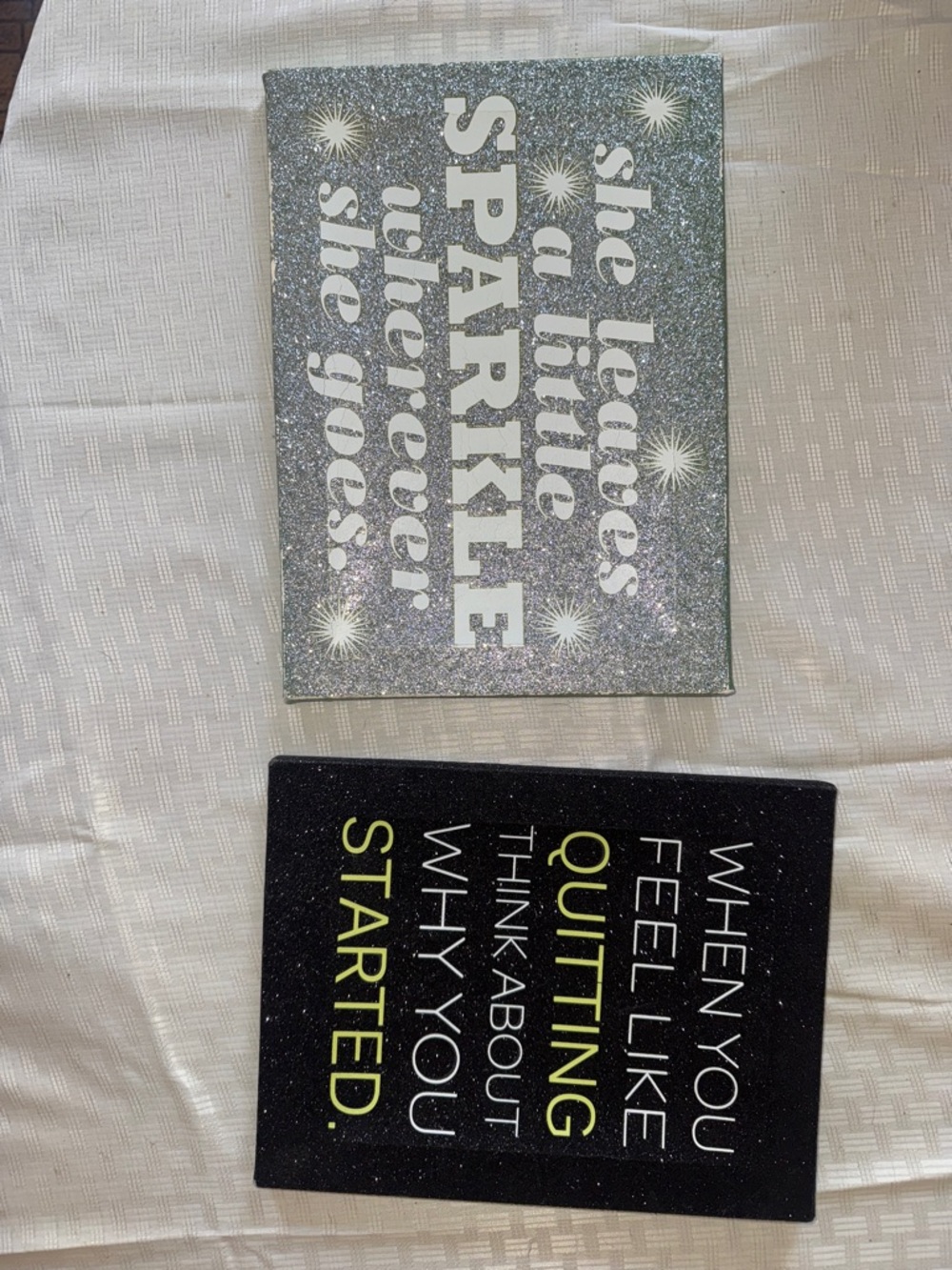 Sparkle Inspirational Wall Art Duo - Glitter Canvas Signs